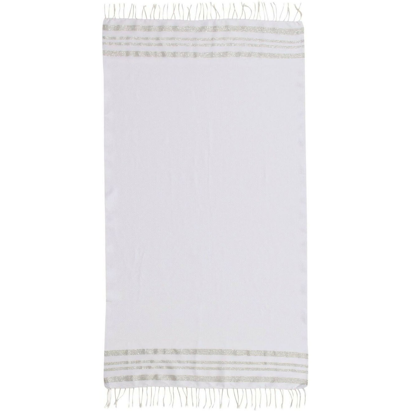 Febronie Fouta Nid d'Abeille Lurex Hamptons blanc/argenté - 100x200 cm