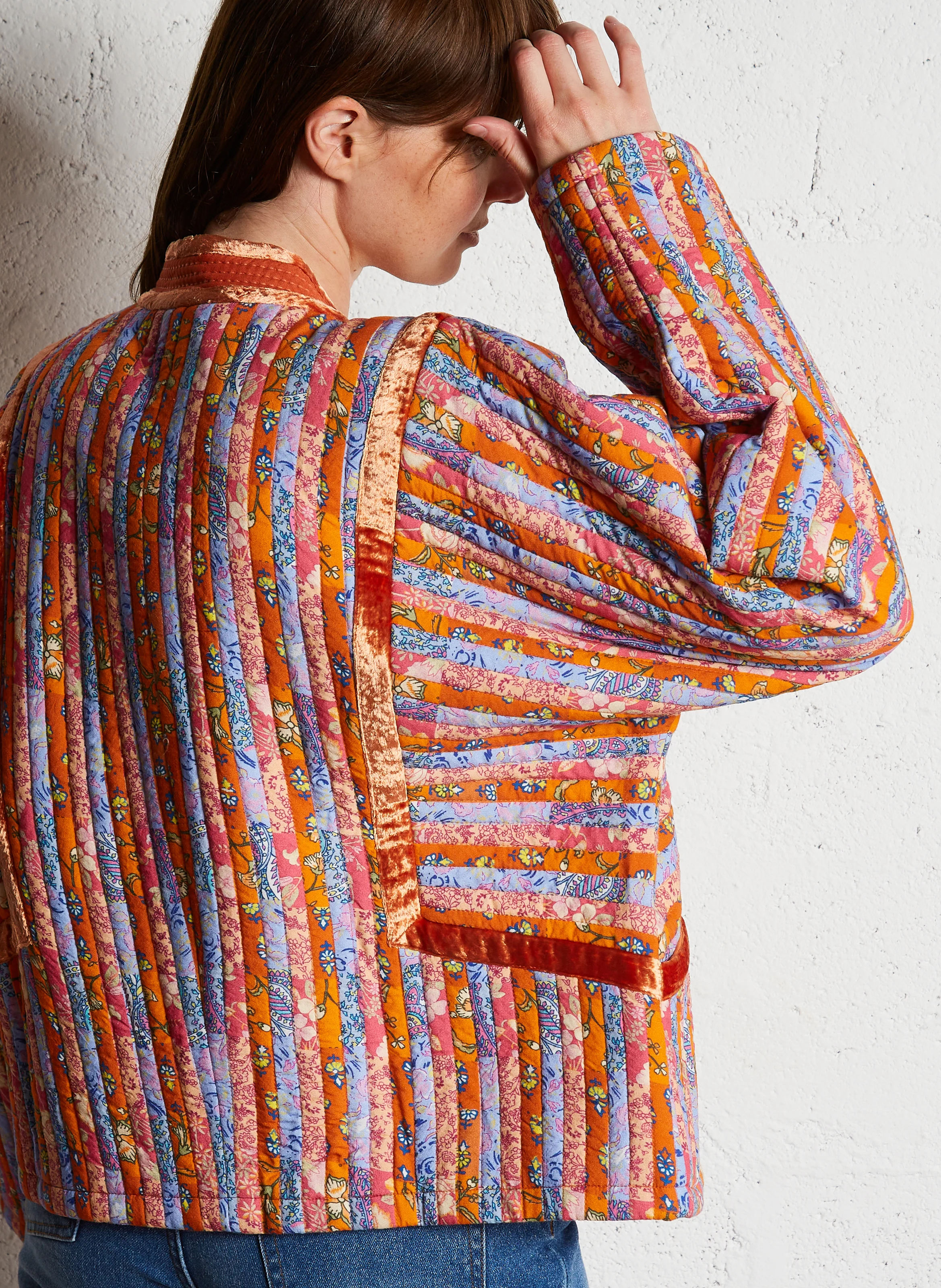 YOGI - Veste col rond imprimée en coton | Multicolore