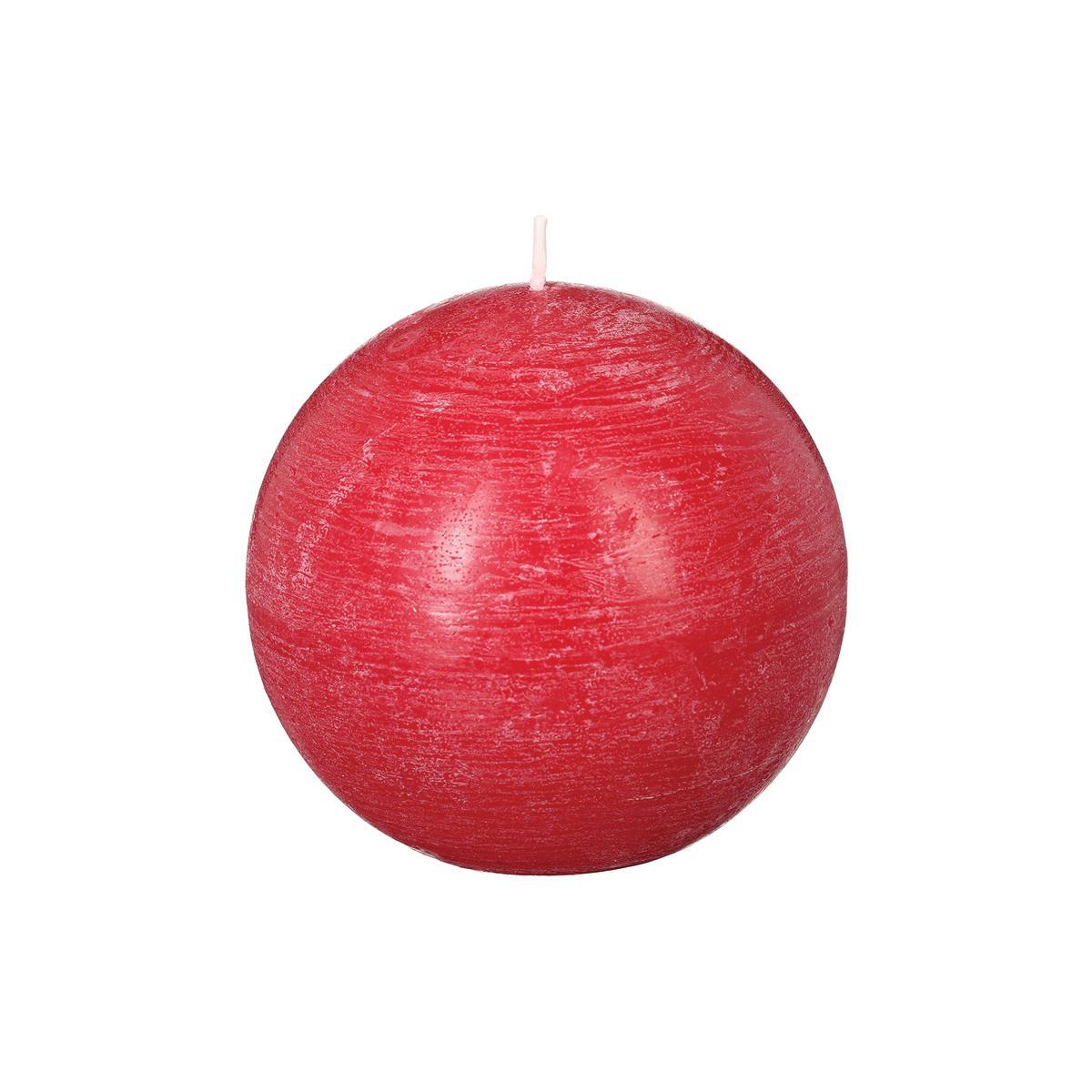 BOUGIE BOULE RUSTIC ROUGE D.10CM