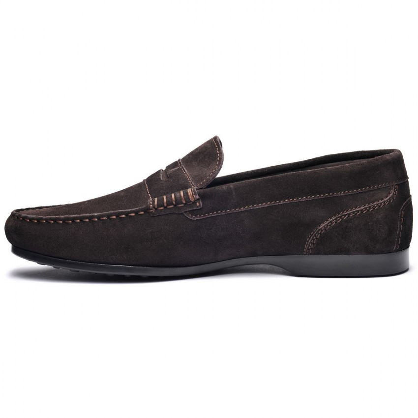 BYRON SUEDE DK Brown MOCASSIN-Mocassin pour homme en cuir suede