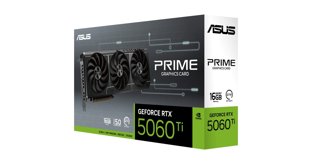 ASUSPRIME GeForce RTX 5060 Ti 16G grafische kaart  (3x DisplayPort, 1x HDMI)