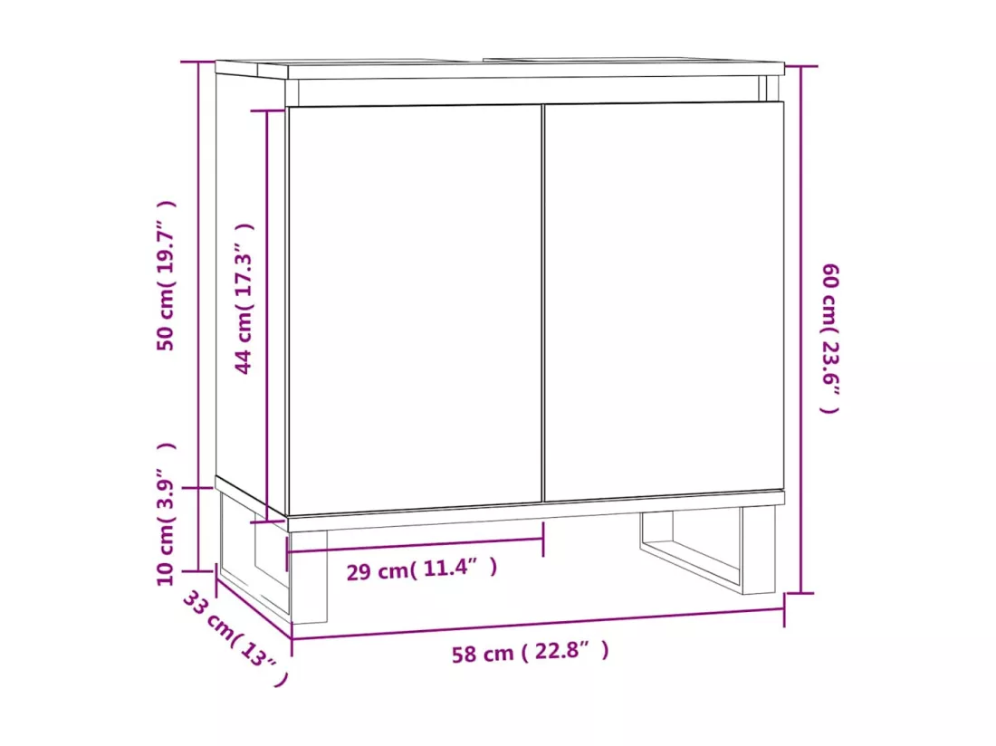 Armoire de salle de bain blanc 58x33x60 cm bois d'ingénierie