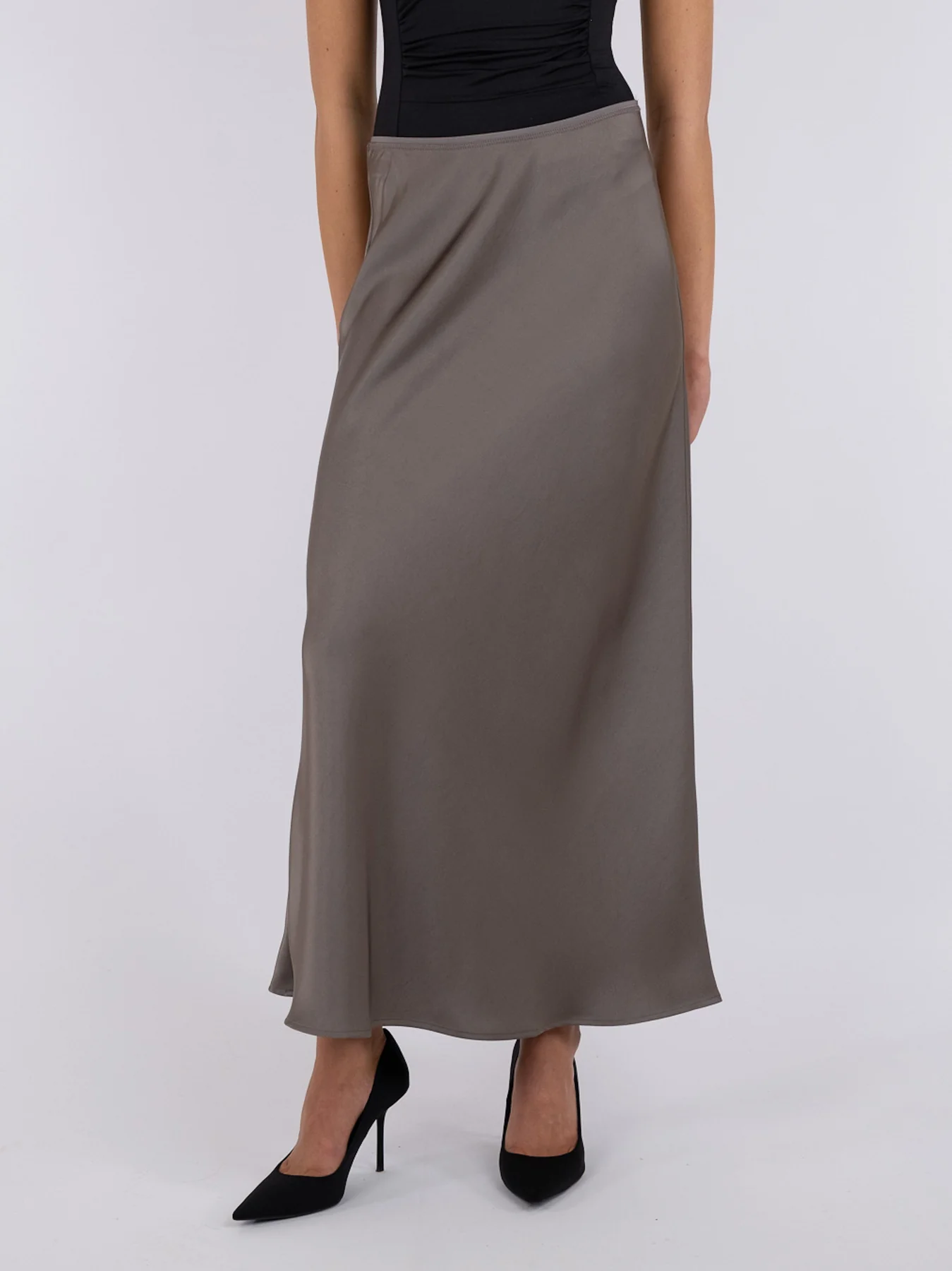Neo Noir Vicky Heavy Sateen Skirt warm grey