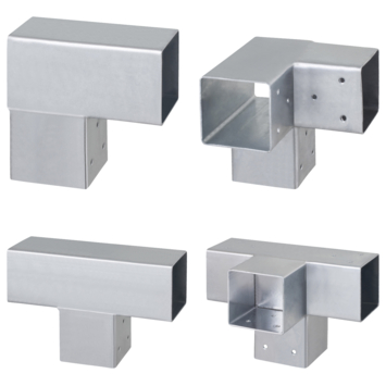 Paalverbinder voor pergola hoekstuk 3-kants 7x7 cm gegalvaniseerd