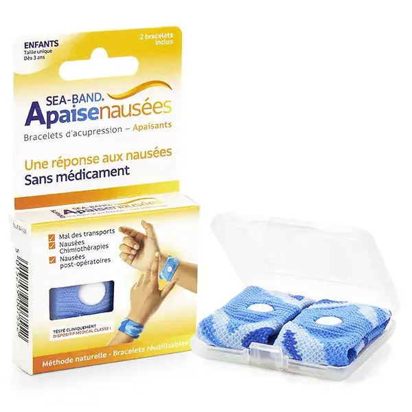 Pulseira anti-náusea infantil Sea-Band, azul, 2 unidades
