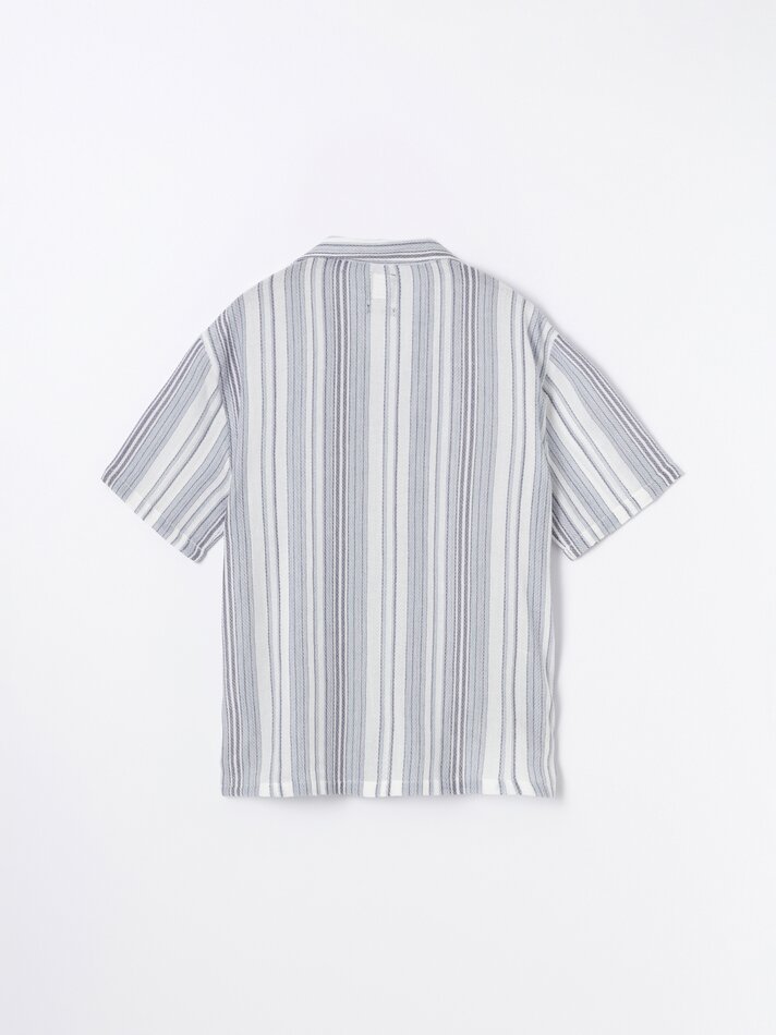Camisa listrada rústica - Azul claro