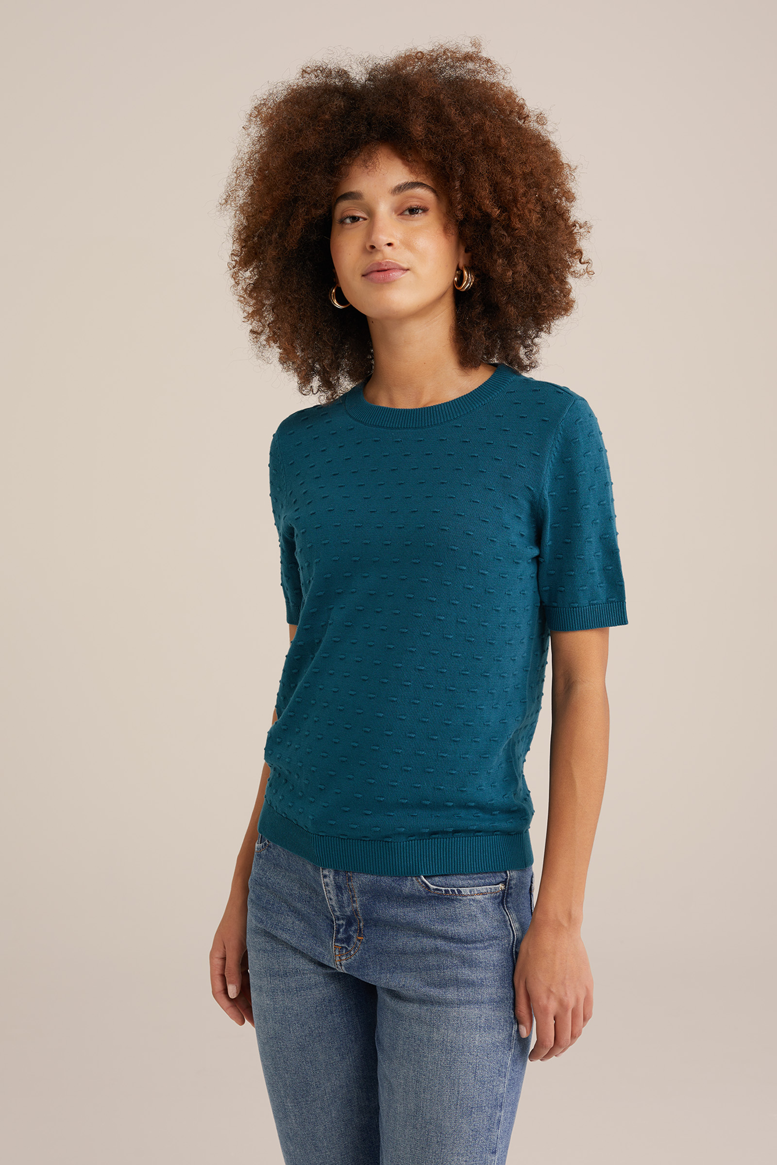 trui met structuur WE Fashion Zeegroen