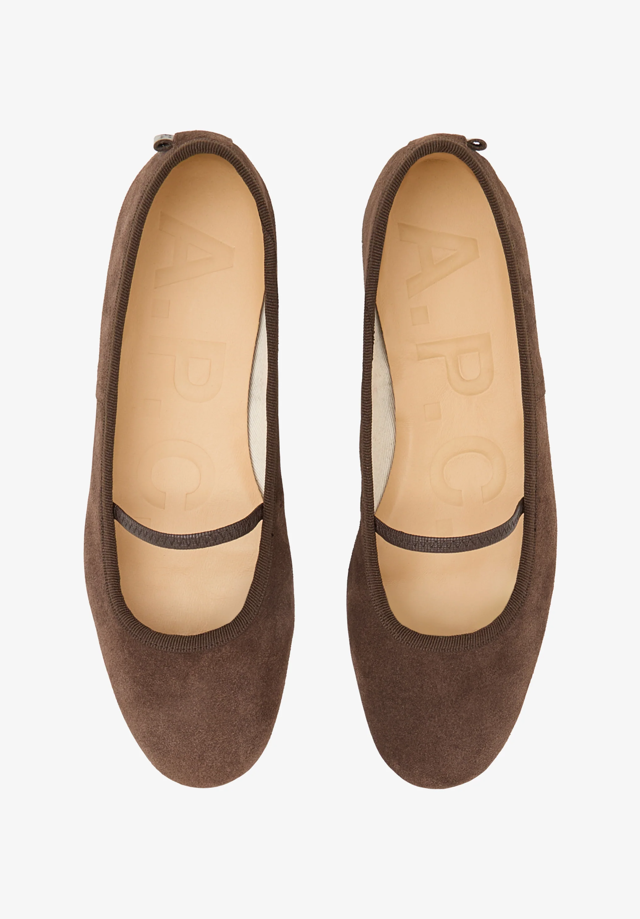 Ballerines en croûte de cuir - Marron fonce