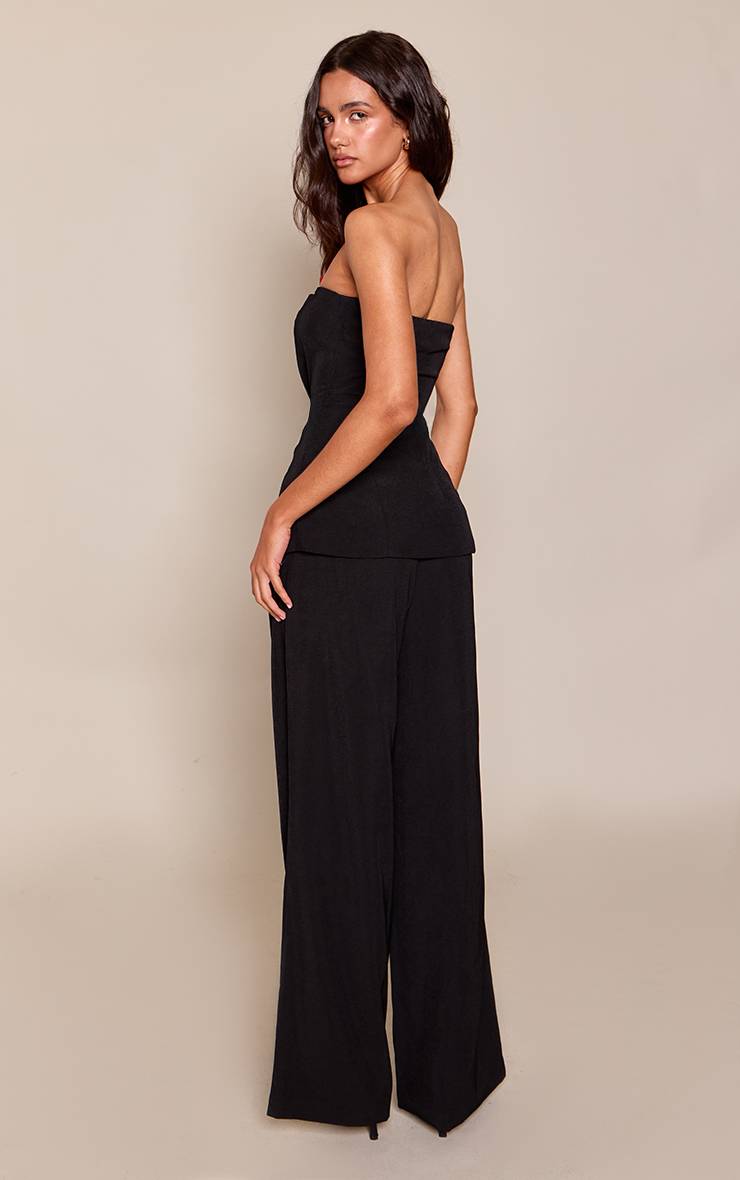 Noir Pantalon Large Tailleur Ensemble Coordonné