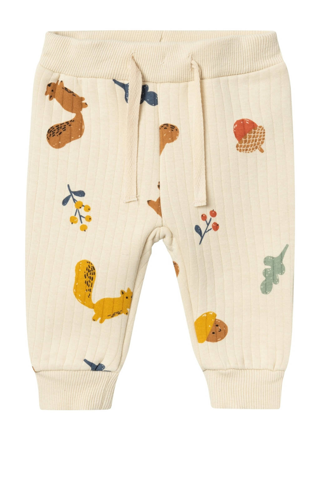 NAME IT baby broek NBNOHAPPY met all over print en textuur ecru/multicolor