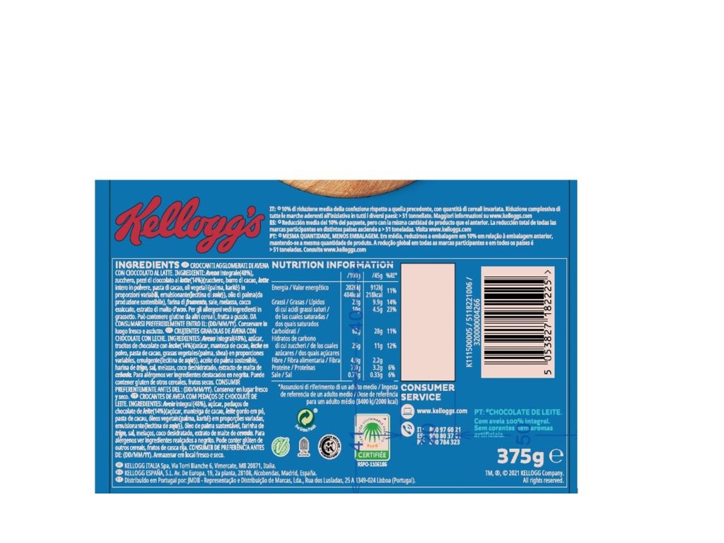CEREAIS KELLOGG'S EXTRA CHOCOLATE LEITE 375G