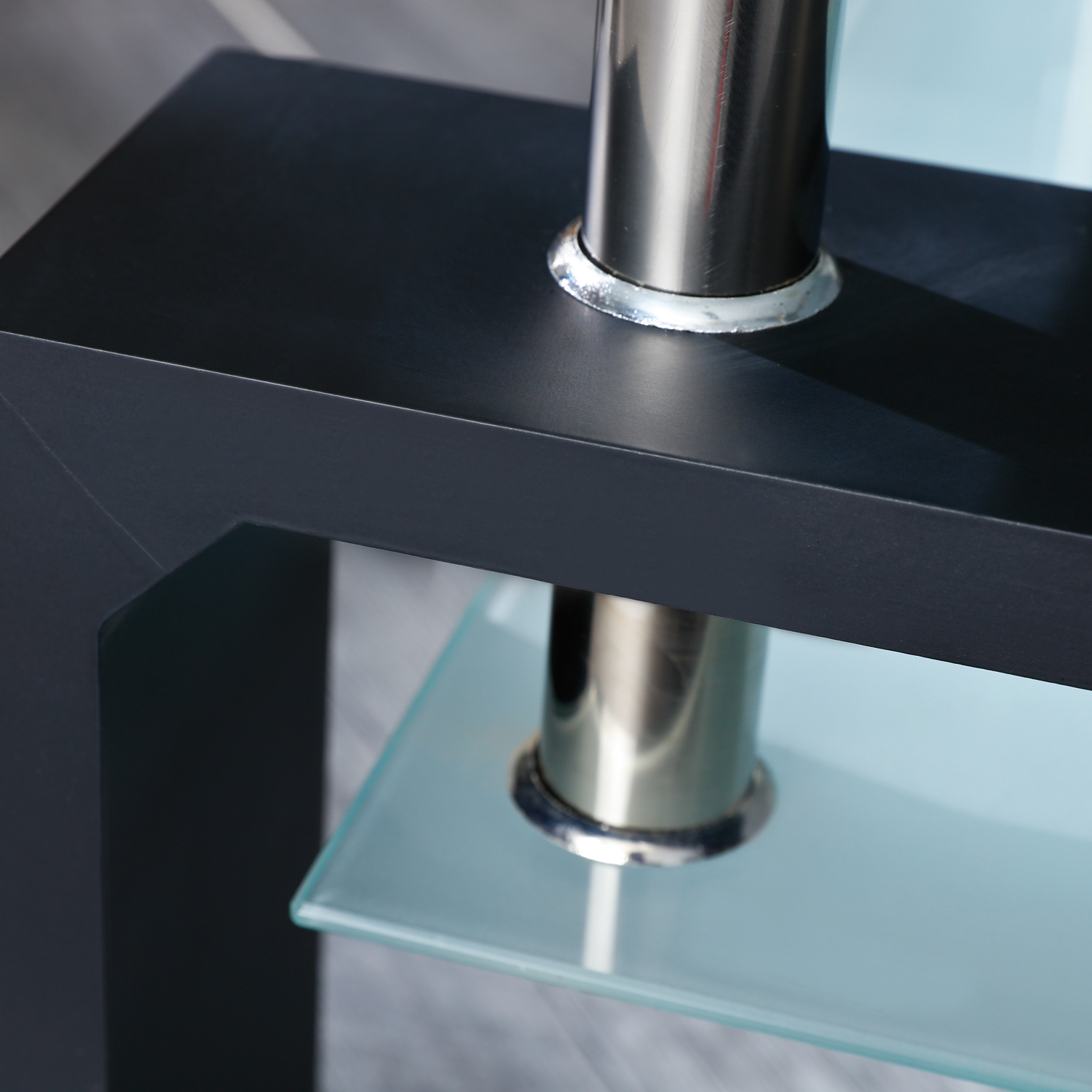 Couchtisch ALVA - schwarz-chromfarben - Glas - 100x60 cm