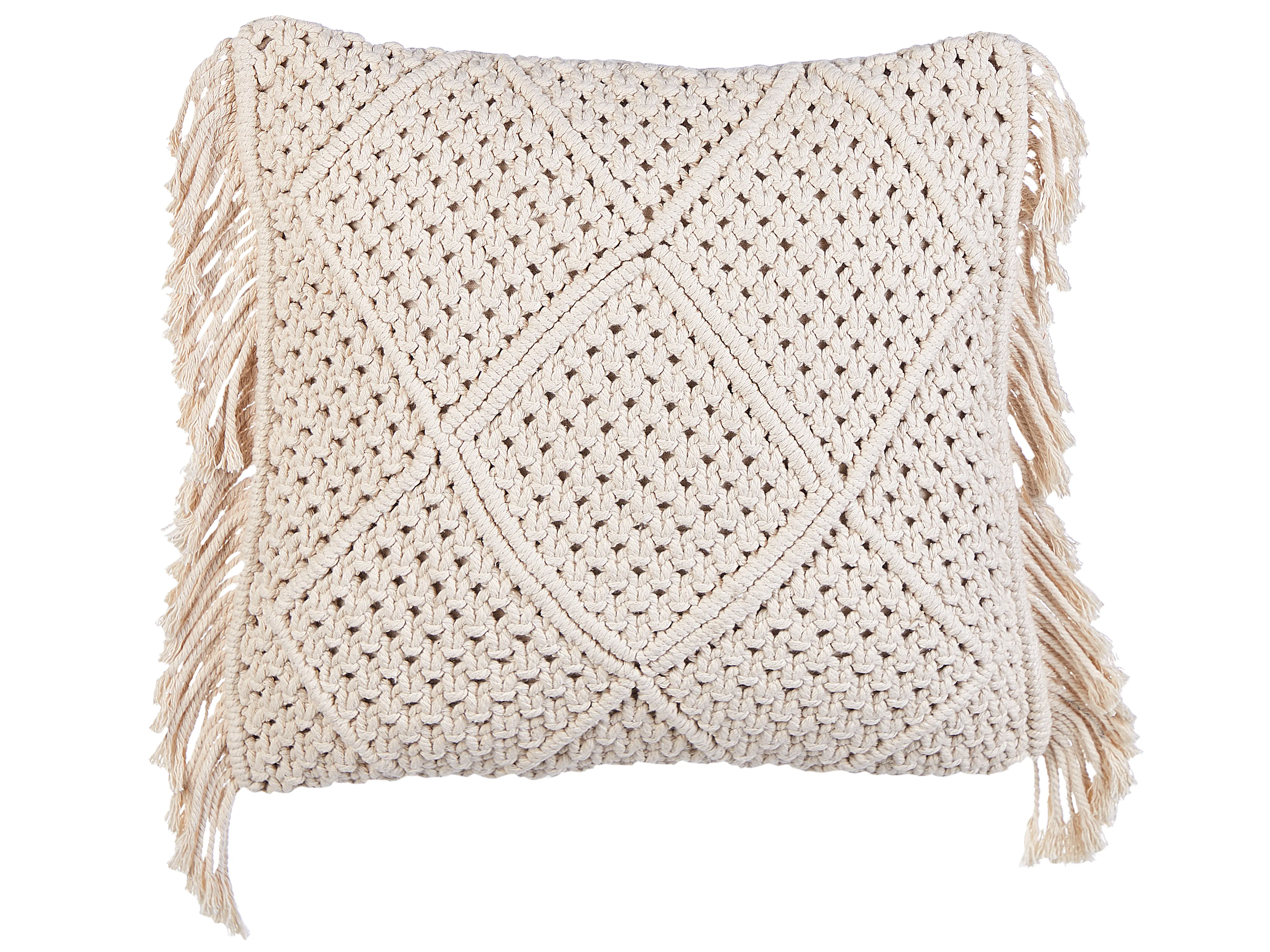Set van 2 sierkussens BESHAM Katoen 45 x 45 cm Lichtbeige geometrisch patroon