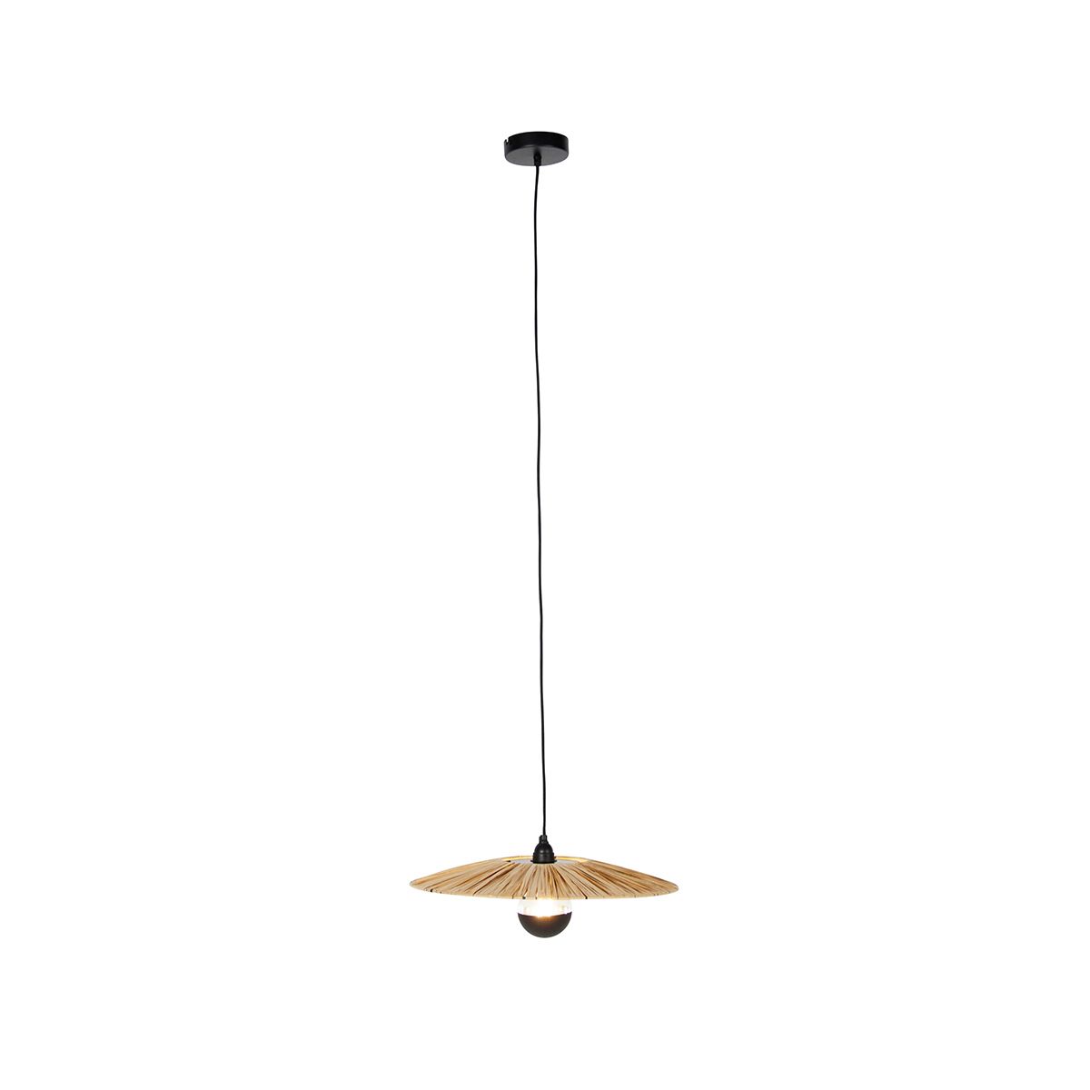 Landelijke hanglamp zwart met touw 45 cm - Leia