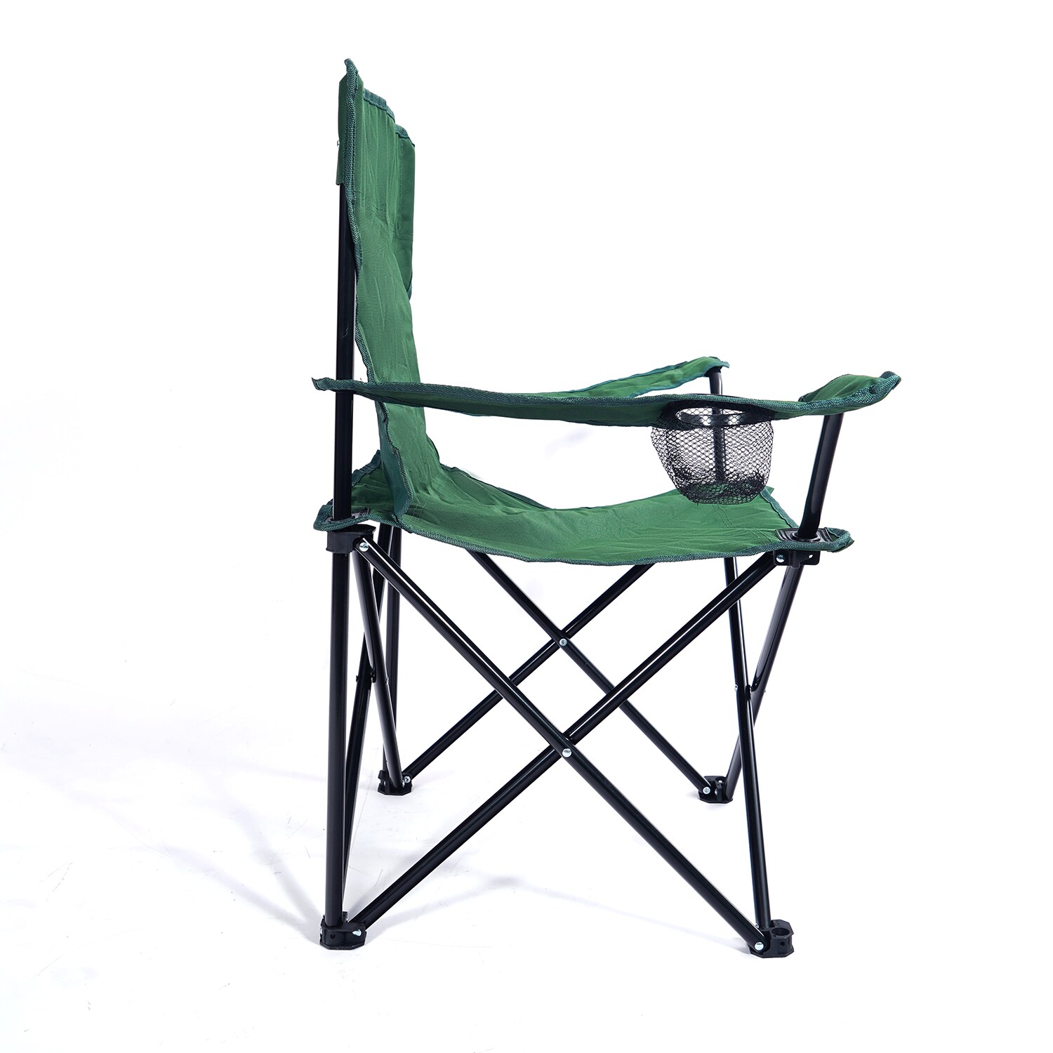 24MOVE® Campingstuhl Faltstuhl, grün, mit Getränkehalter und Tragetasche Outdoor, faltbar max. 100kg, Anglerstuhl, Polyester