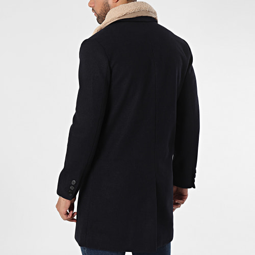 Manteau Col Mouton Bleu Marine