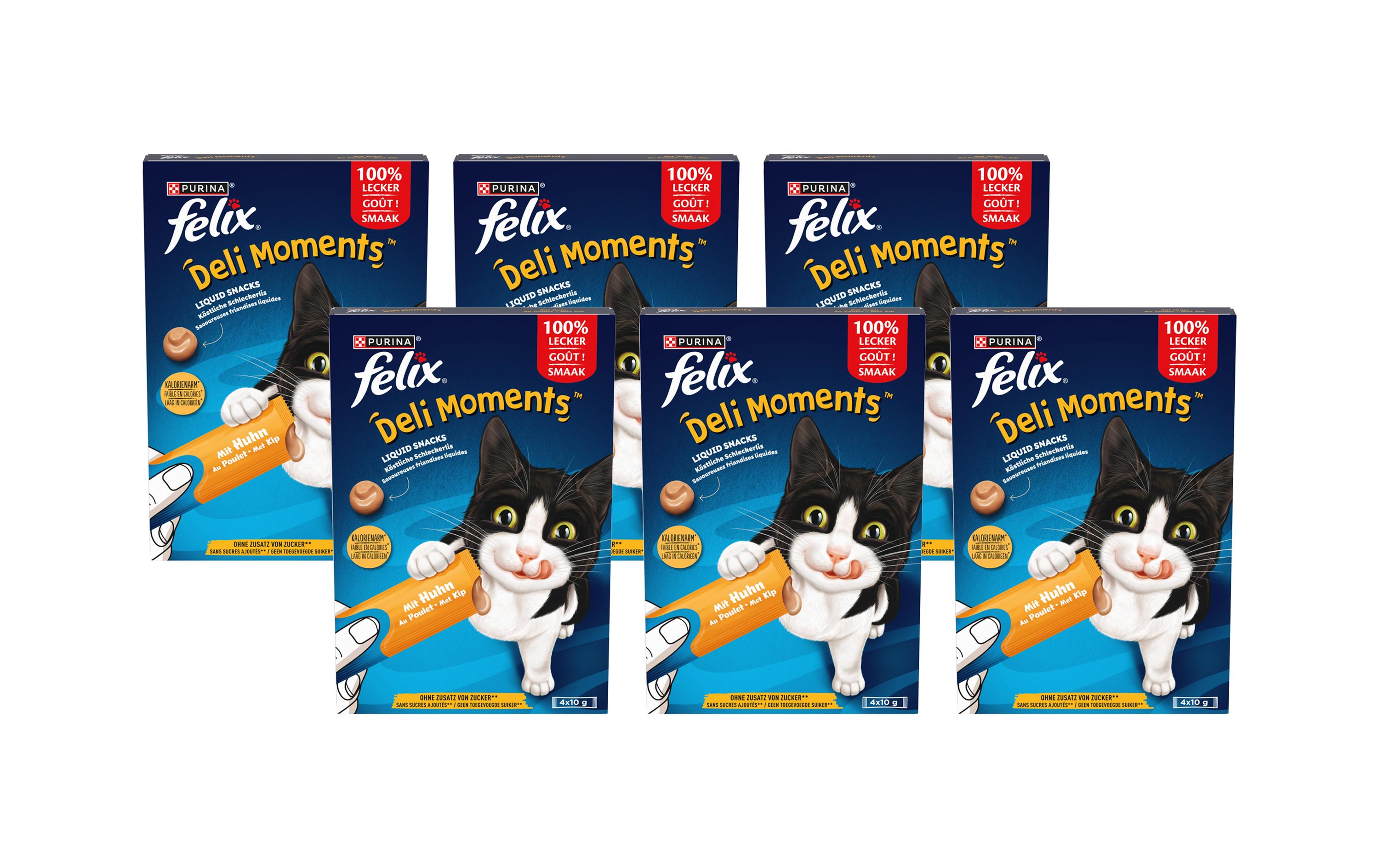 Katzen-Snack Deli Moments Huhn 6x 4 x 10gErgänzungsfuttermittel für ausgewachsene und ältere Katzen