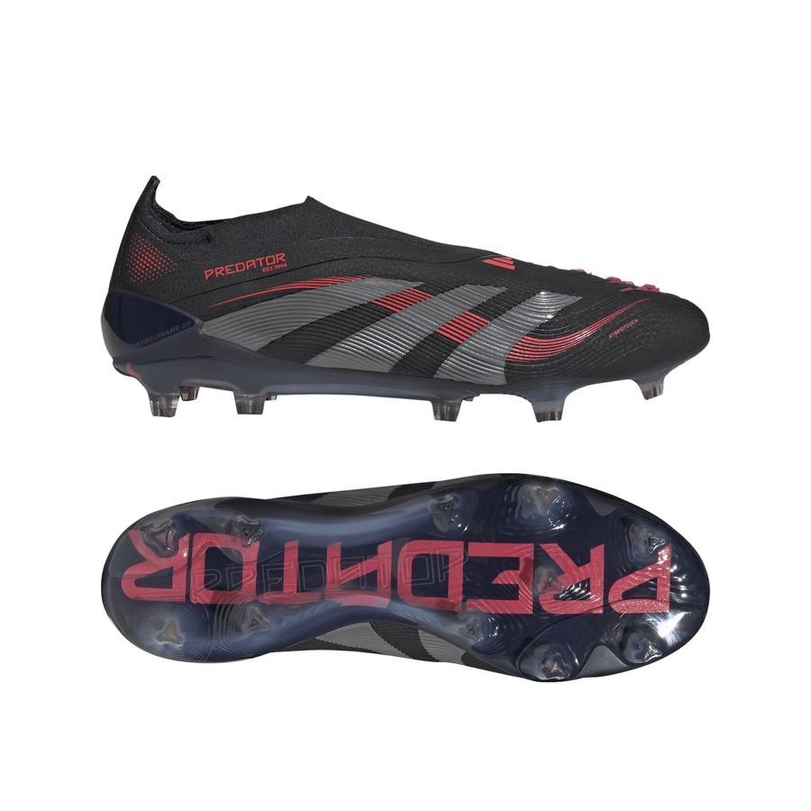 adidas Predator Elite Laceless FG Stealth Victory - Noir/Gris/Lucid Red