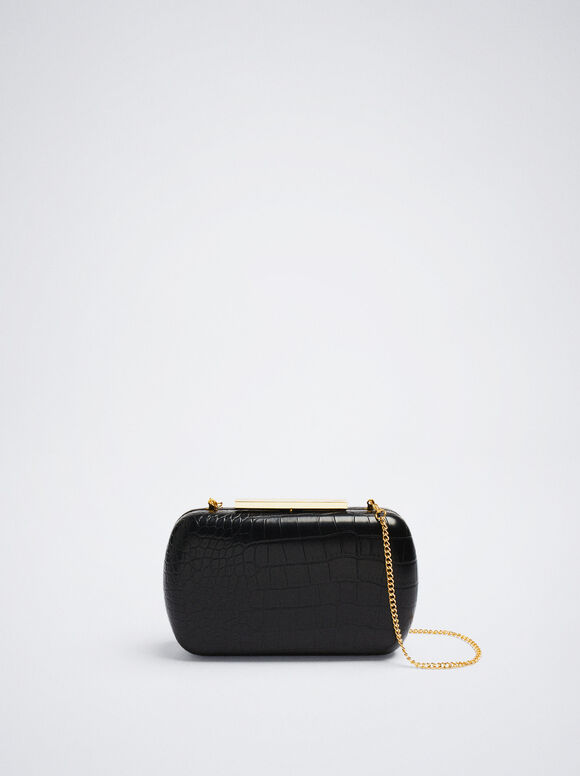 Clutch De Fiesta Grabado Animal - Preto
