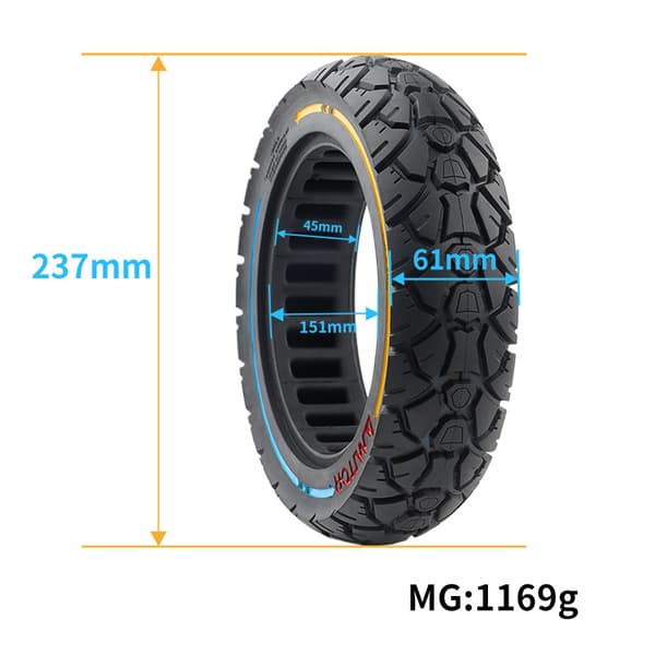INF Solide terrengdekk for Ninebot G30-serien - 44 spor