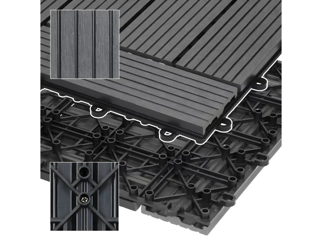 Carreaux de sol 30x30cm 1 m² pour jardin piscine patio mosaïque anthracite ECD Germany
