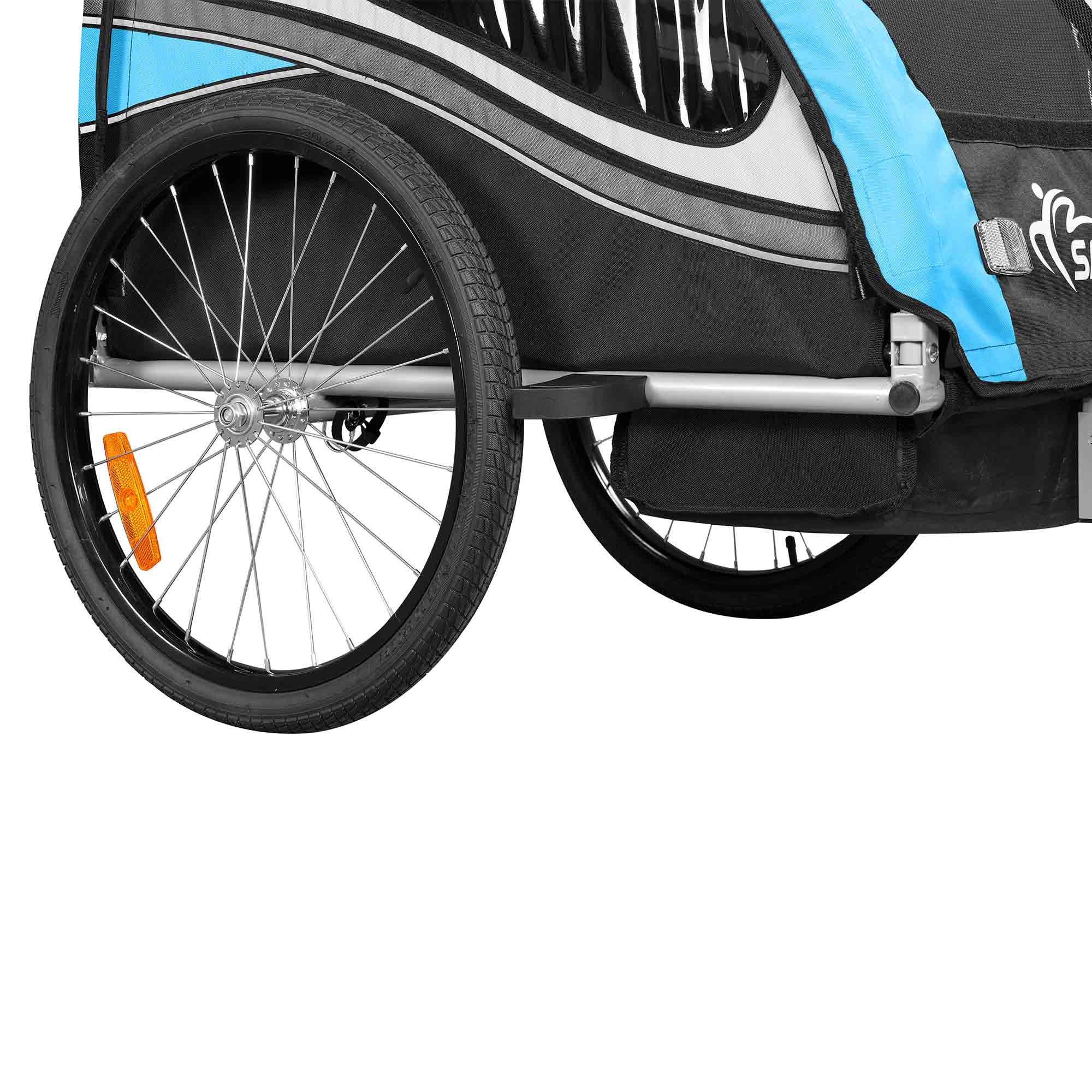 SAMAX 360° drehbarer Fahrradanhänger 2in1 Jogger - in Blau - Black Edition