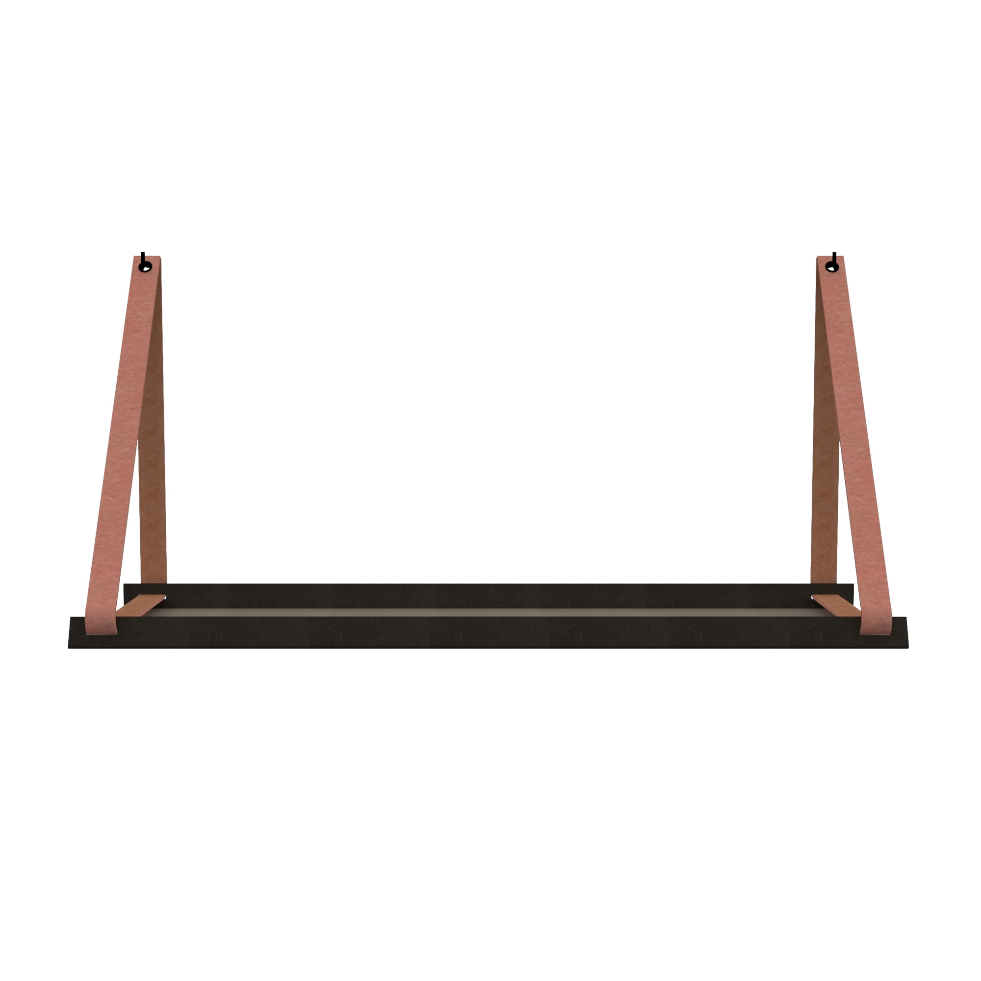 Stalen wandplank 70x20cm - incl. leren plankdragers Stalen wandplank met leren plankdragers - Suede old pink