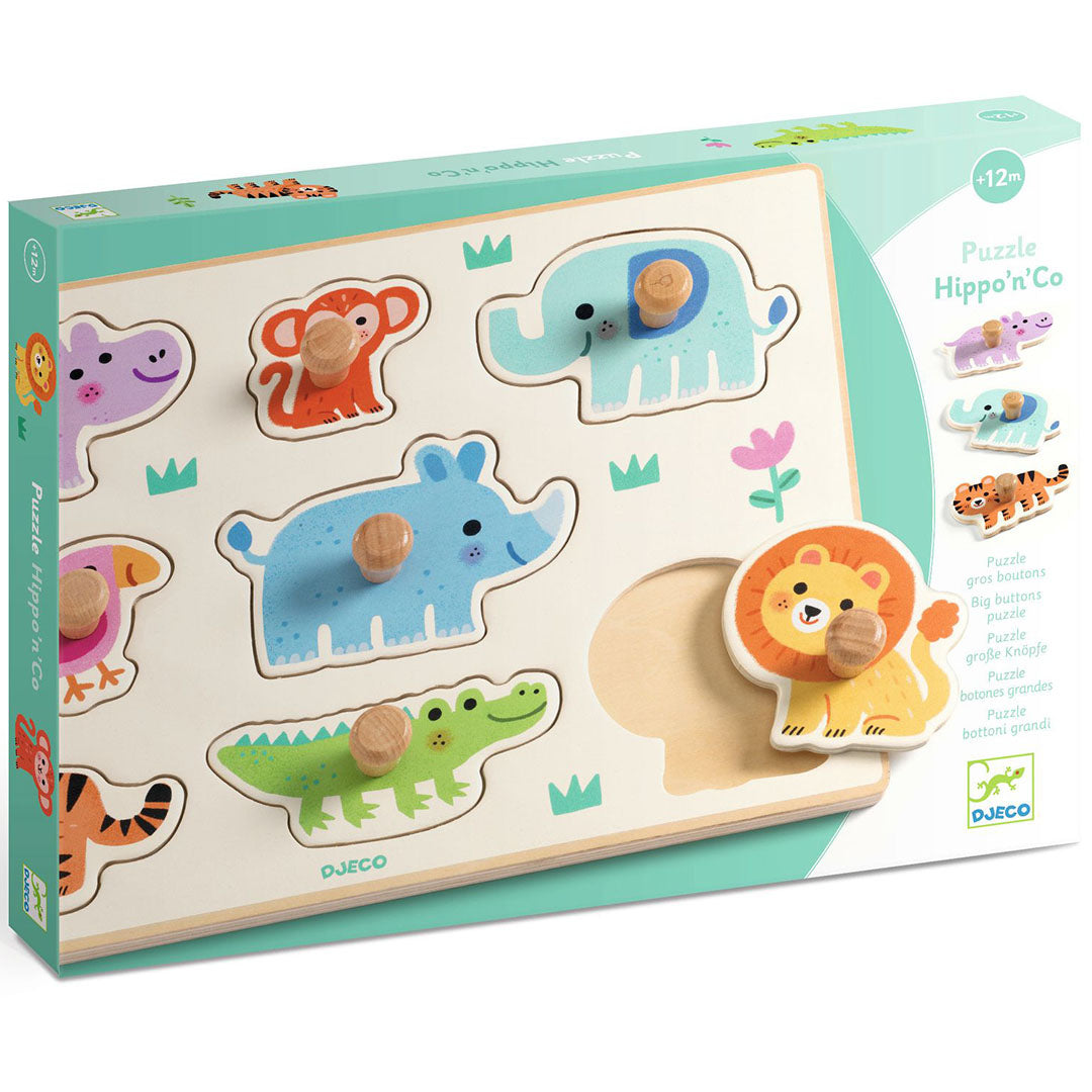 djeco knoppuzzel hippo'n'co - 8st