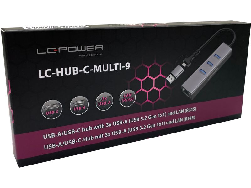 LC-Power LC-HUB-C-multi-9 RJ45-Anschluss für Netzwerkverbindung