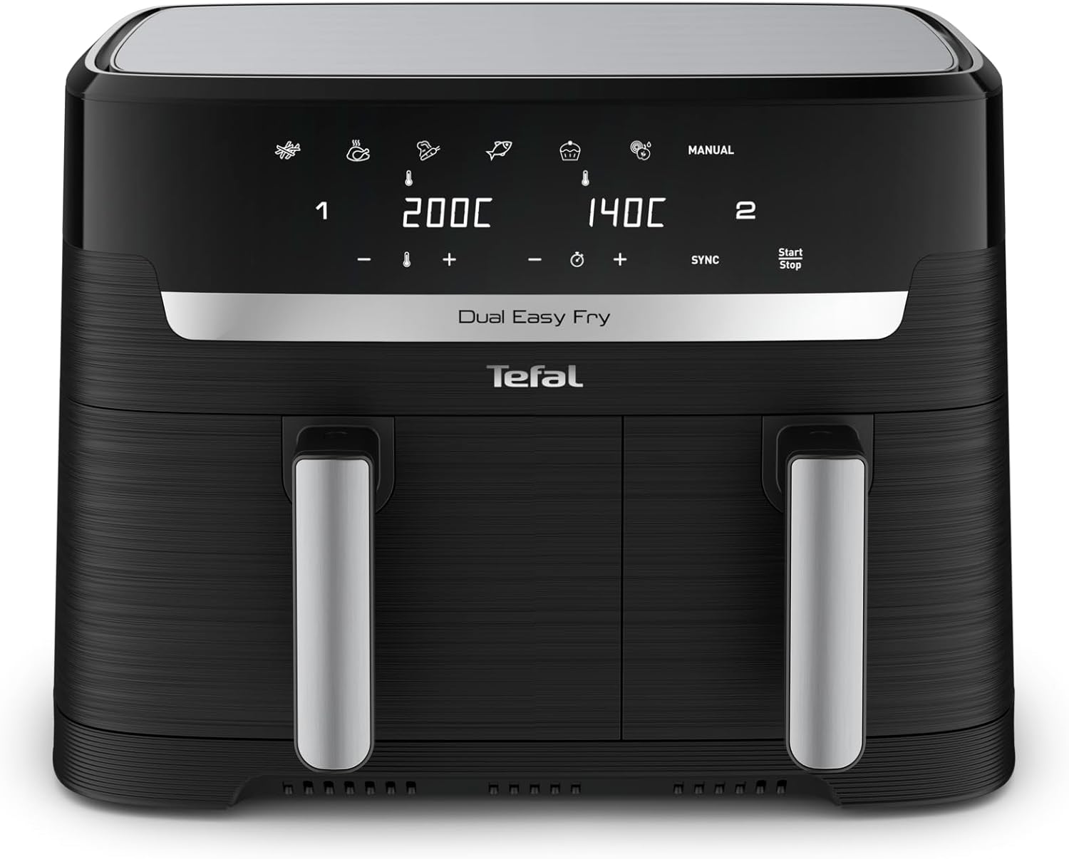 Tefal Dual Easy Fry Heißluftfritteuse 8,3 L – Airfryer mit 2 Kammern & XL-Schublade, 7 Programme, 2700 W, Extra-Crisp-Technologie, fettarm frittieren & energiesparend, spülmaschinenfest EY9018