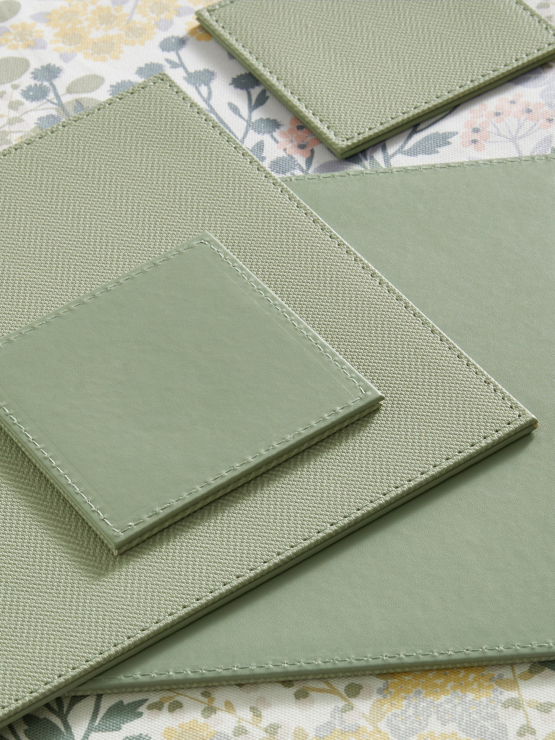 Set of 4 Rectangle Reversible Faux Leather Placemats and Coasters