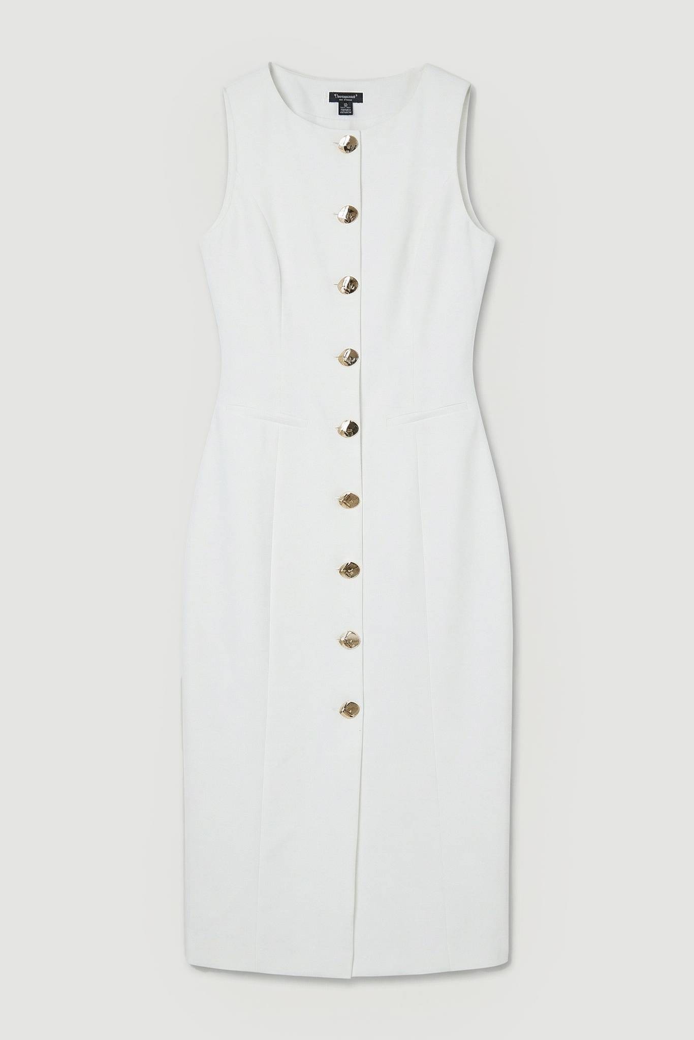 KarenMillen Robe Crayon Mi-Longue à Boutons Essential Compact Petite