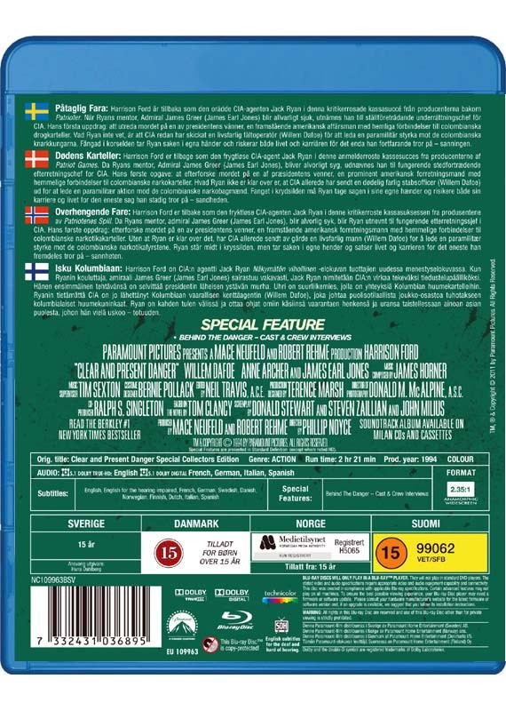 Dødens karteller/Clear and Present Danger (Blu-ray)