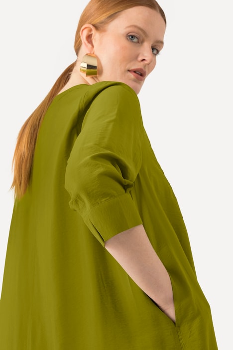 Midikleid, Struktur, A-Linie, Tunika-Ausschnitt, 3/4-Arm