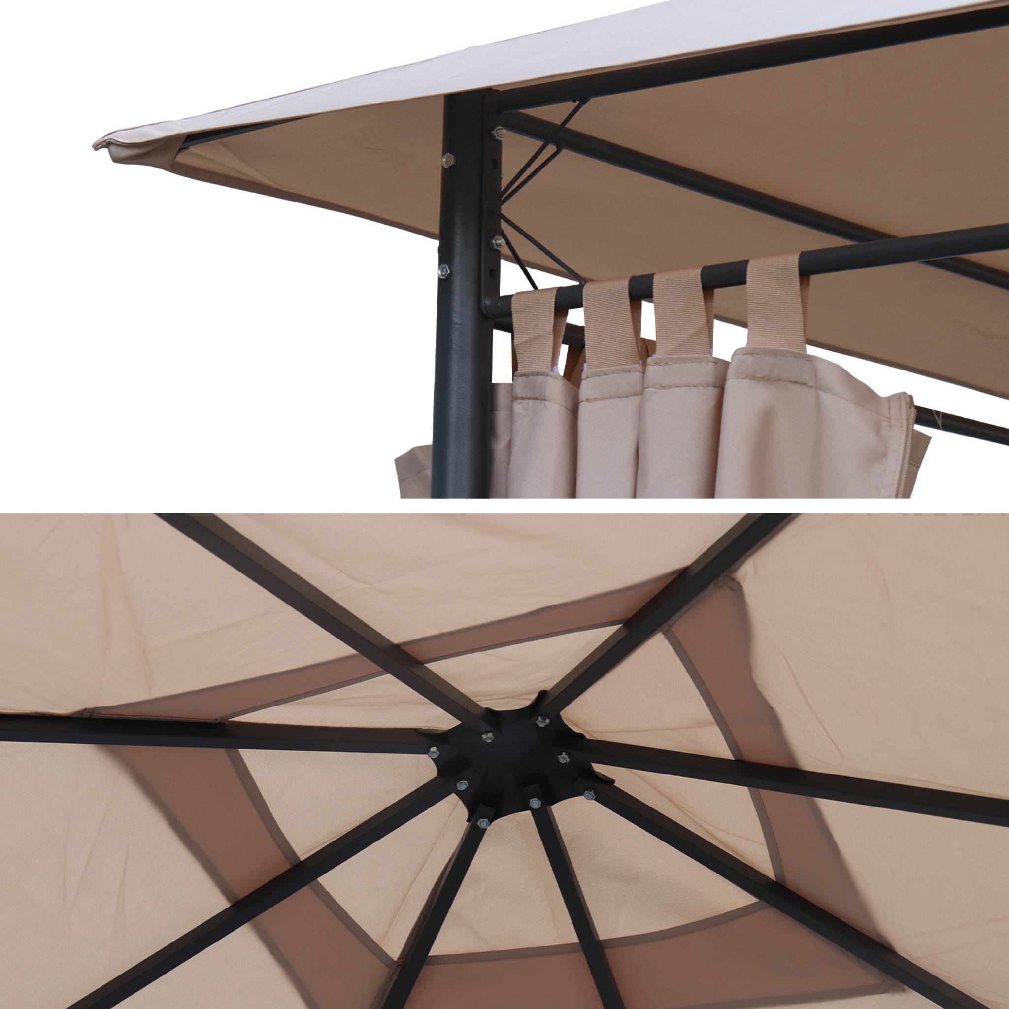 Toile de toit beige pour tonnelle 3x3m elusa - toile de rechange pergola. Toile de remplacement