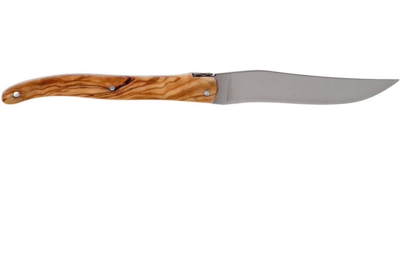Claude Dozorme Laguiole Steakmesset 6-delig zonder bolster, Olijfhout