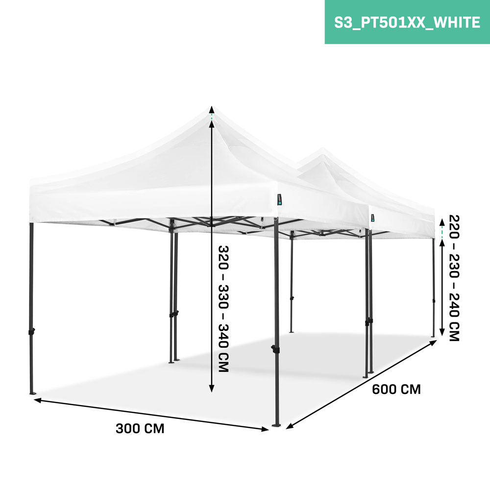 VONROC Premium 6x3 easy-Up partytent met koppelset - White