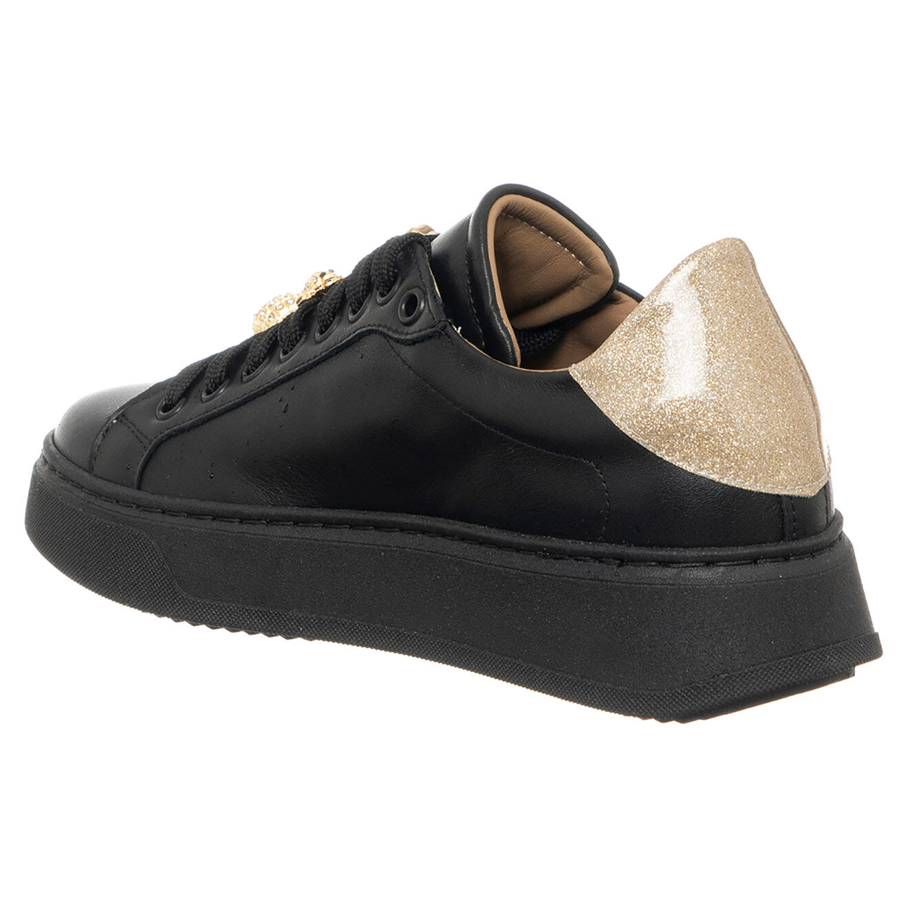Loretta Pettinari Sneakers en Cuir Léna noir/doré