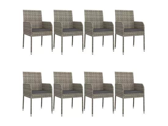 Ensemble à manger de jardin 9pcs et coussins noir et gris