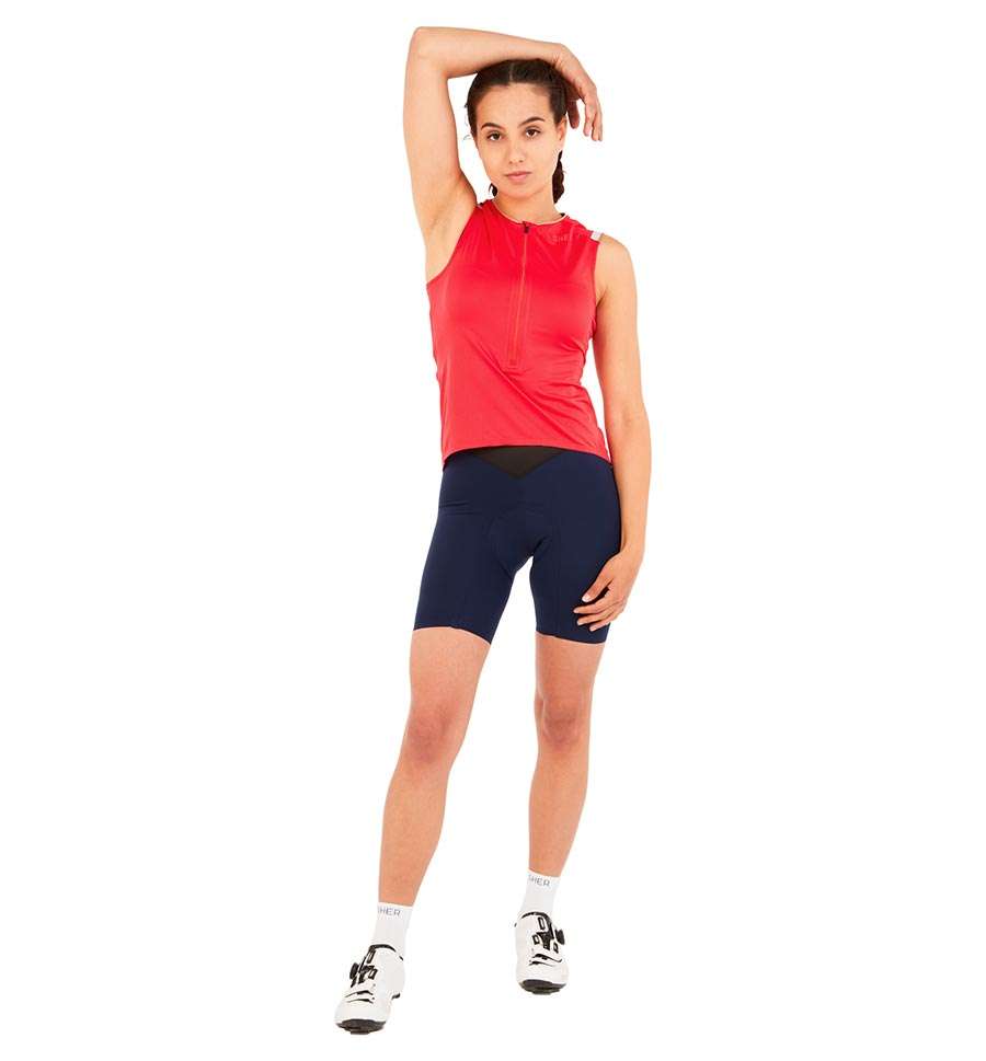 SHER Fulmine 3/4 Zip Fietsshirt Zonder Mouwen Rood Dames