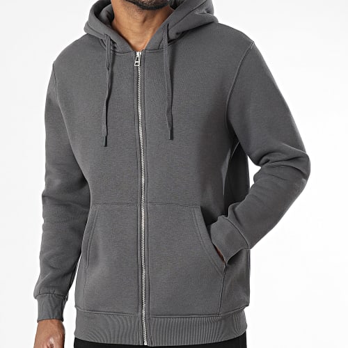 Sweat Zippé Capuche Gris Anthracite