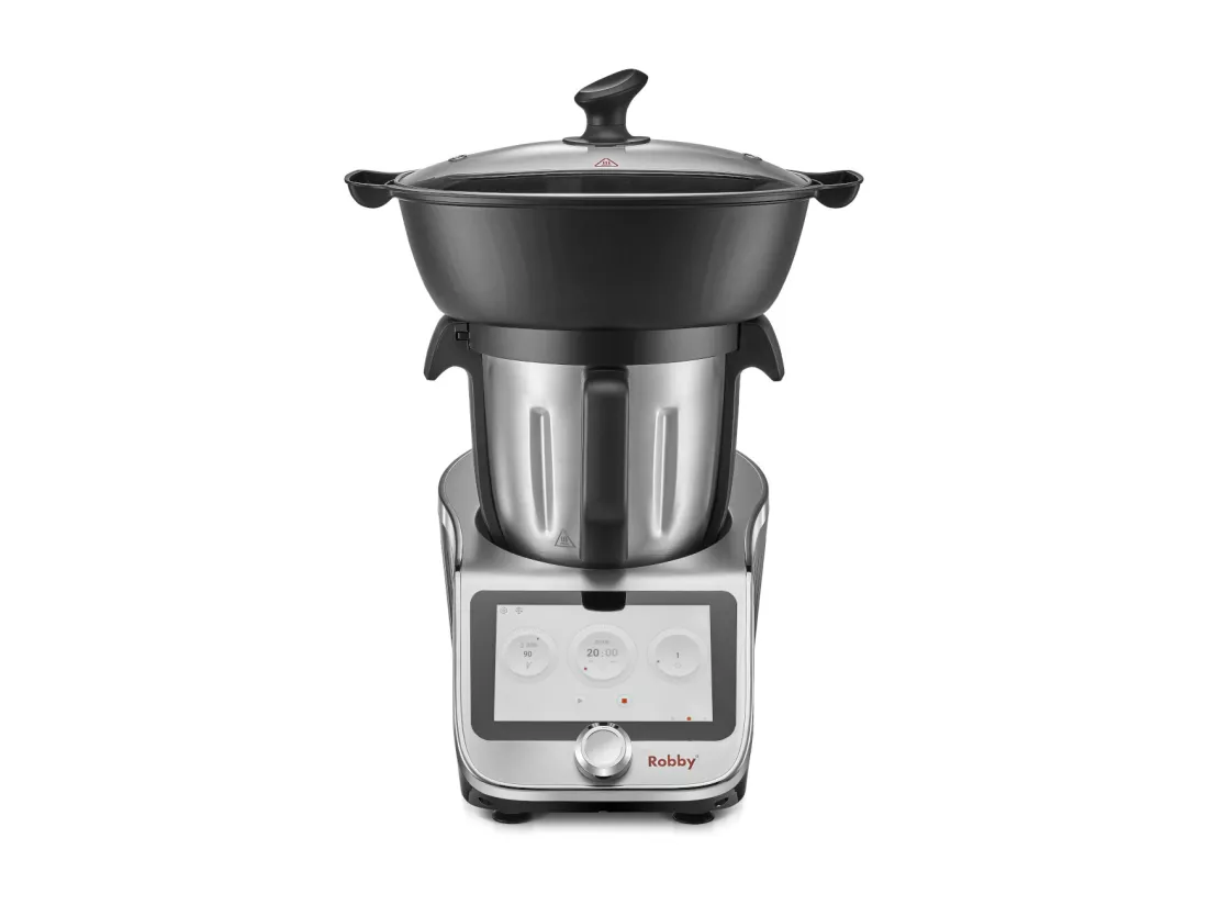 Robby Robot cuiseur multifonctions connecté avec bol xl, balance intégrée et grand écran tactile +750 recettes - robicook xl