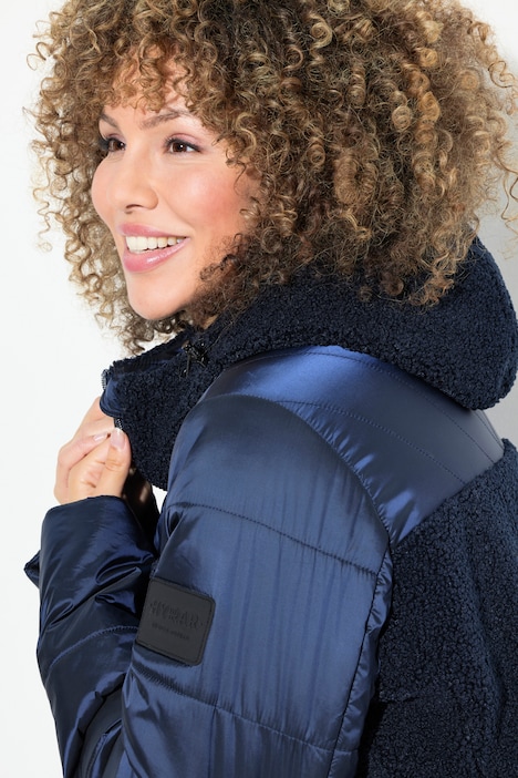 Jacke, Stepp/Teddyfleece, Kapuze, Zipptaschen