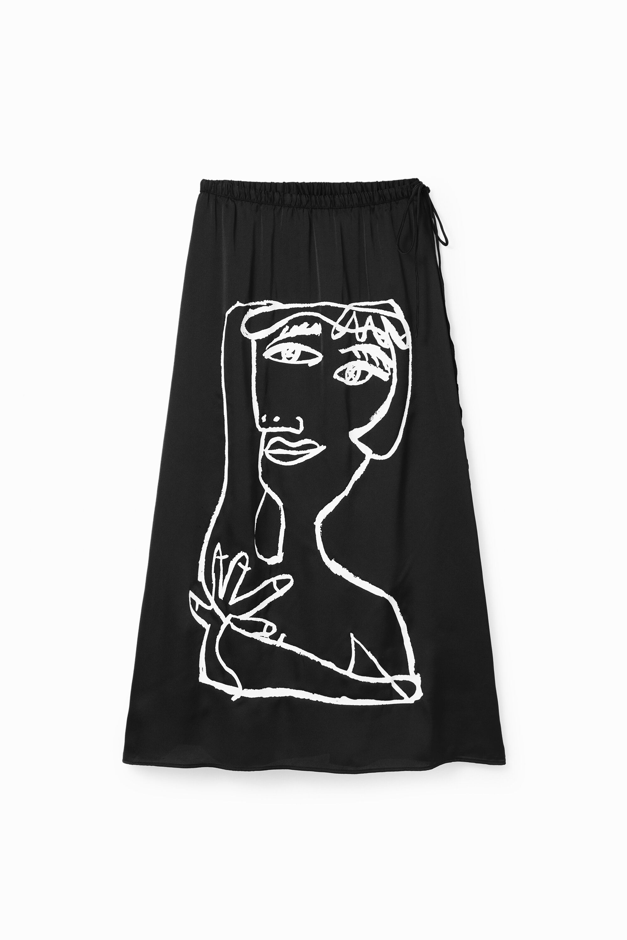 saia midi com estampa artística