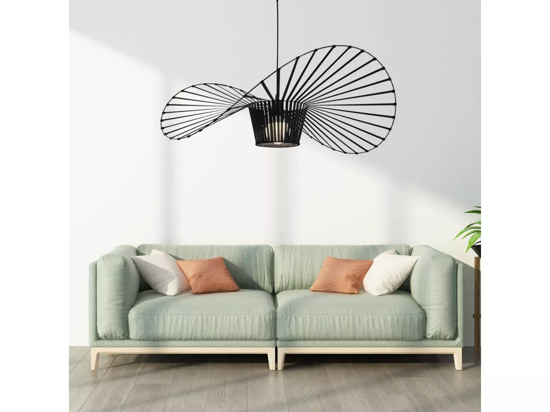 NETTLIFE Suspension Polyuréthane (PU) Noir E27 Diam.100cm Salon Noir Vertigo Vintage Creative Lampe de Table à Manger