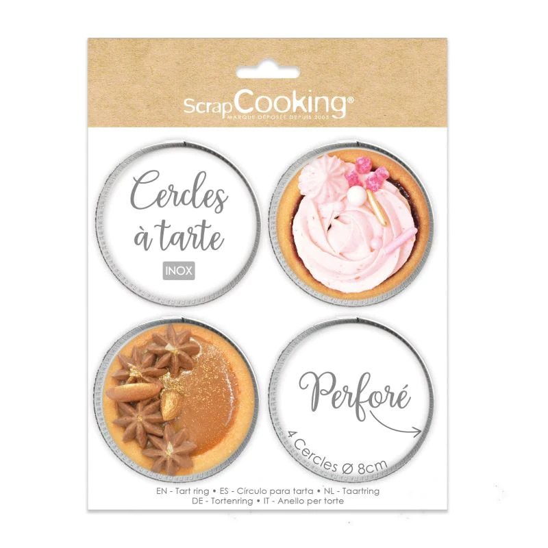 4 cercles à tarte individuels perforés Scrapcooking