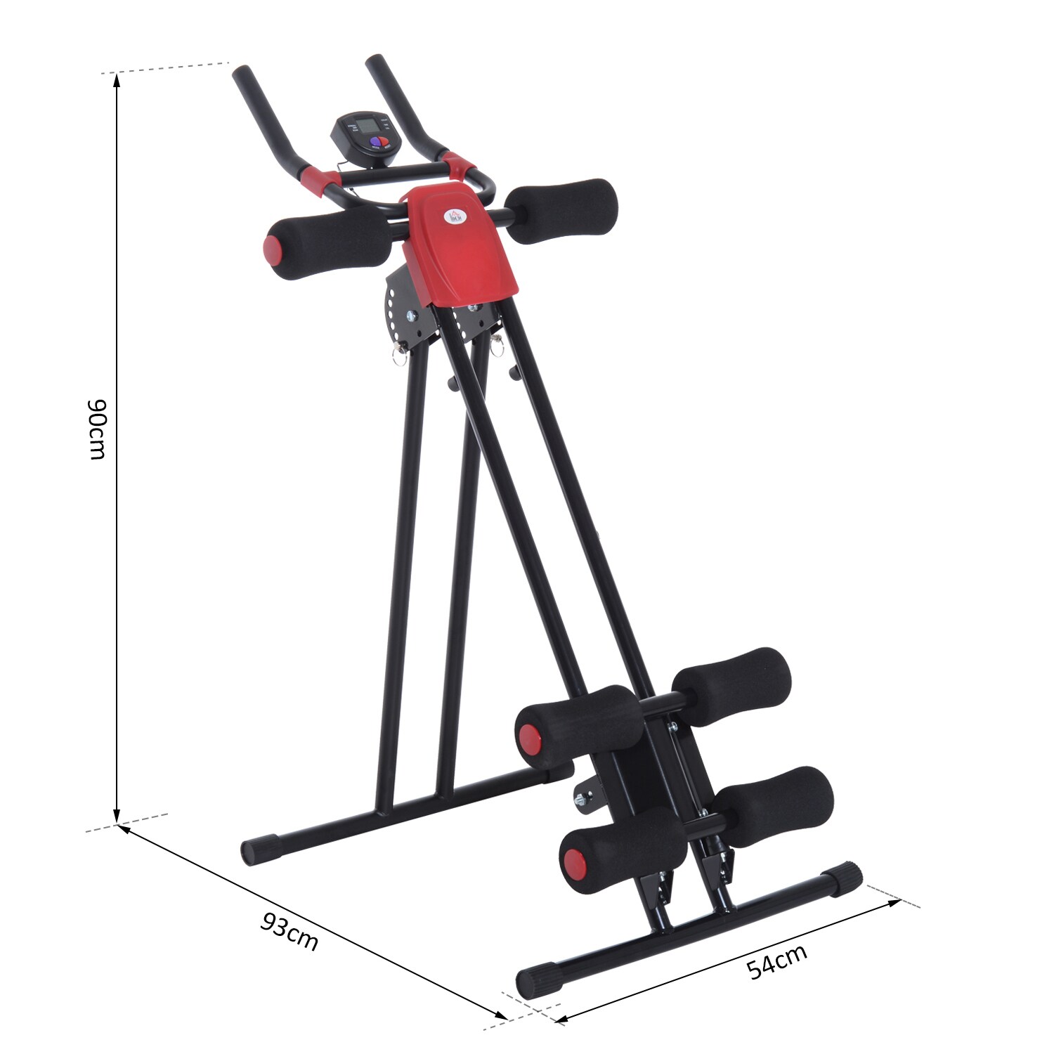 HOMCOM Bauchtrainer mit LED Display schwarz, rot 90 x 54 x 93 cm (LxBxH)