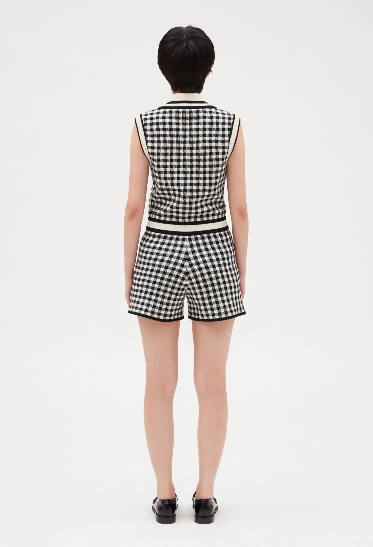 Combishort vichy col claudine