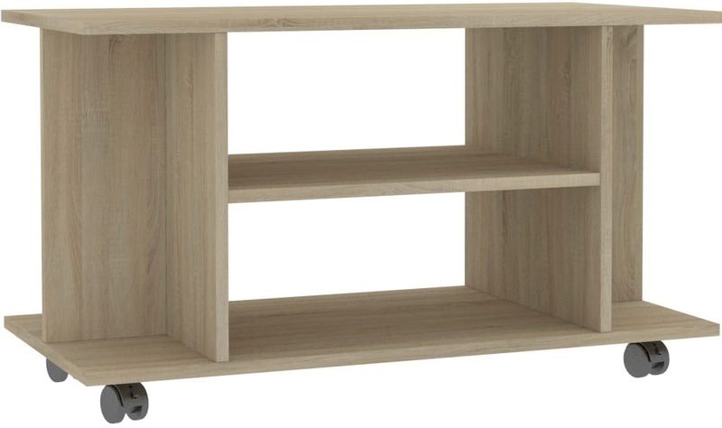 vidaXL - Tv-meubel - Sonoma Eiken - Bewerkte Hout - Met Wieltjes