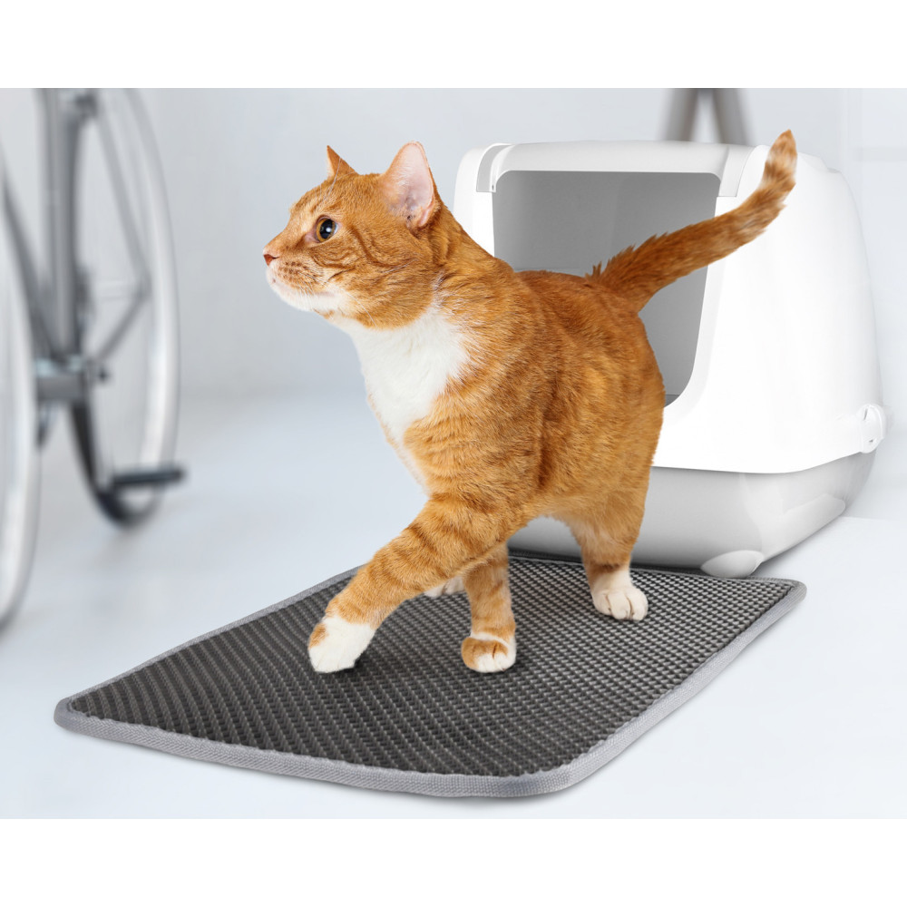 Tapis pour bac a litière noir 61 x 41,5 x 1,3 cm pour chat